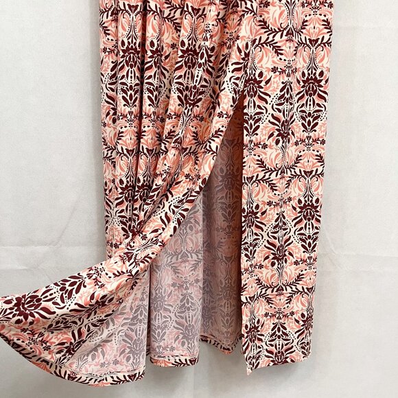 Cabana Life Brooklyn Puff Sleeve Maxi Dress in Pink Burgundy Square Neck - SMALL - Picture 6 of 11